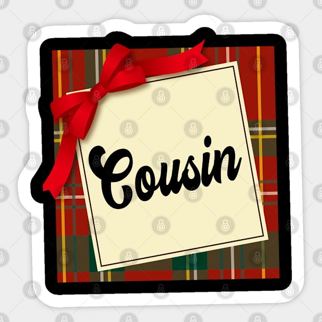 Cousin Christmas GIft Plaid Pyjama Design Sticker by familycuteycom